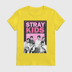 Футболка хлопковая женская Stray Kids boy band, цвет: желтый