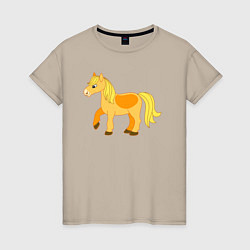 Футболка хлопковая женская Золотая лошадка, цвет: миндальный