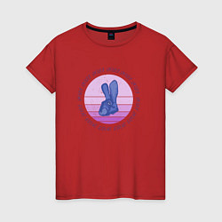 Футболка хлопковая женская Кролики 2023, цвет: красный