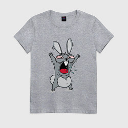 Футболка хлопковая женская Злой заяц, цвет: меланж