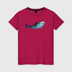 Футболка хлопковая женская Realistic shark, цвет: маджента