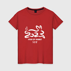 Футболка хлопковая женская Логотип кролика 2023 китайский новый год, цвет: красный