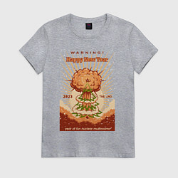 Футболка хлопковая женская С новым ядерным годом, цвет: меланж