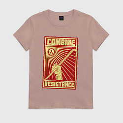 Футболка хлопковая женская Сопротивление комбайнам, цвет: пыльно-розовый