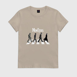 Футболка хлопковая женская The Monsters, цвет: миндальный