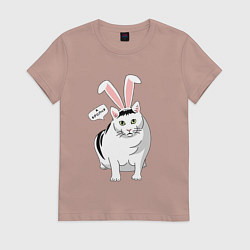 Футболка хлопковая женская Кролик Бендер - 2023, цвет: пыльно-розовый