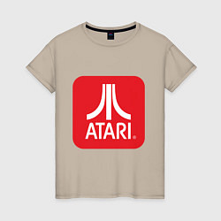 Футболка хлопковая женская Atari logo, цвет: миндальный