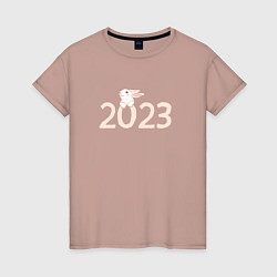 Футболка хлопковая женская Кролик на 2023, цвет: пыльно-розовый
