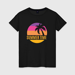 Футболка хлопковая женская Summer time California, цвет: черный