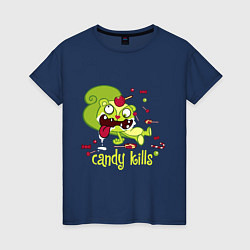 Футболка хлопковая женская Nutty - candy kills, цвет: тёмно-синий
