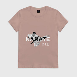 Футболка хлопковая женская Боец карате, цвет: пыльно-розовый