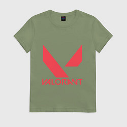 Футболка хлопковая женская Valorant - logo, цвет: авокадо