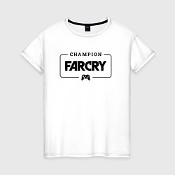 Футболка хлопковая женская Far Cry gaming champion: рамка с лого и джойстиком, цвет: белый