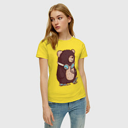 Футболка хлопковая женская Walking bear, цвет: желтый — фото 2