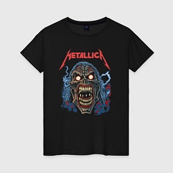 Футболка хлопковая женская Metallica skull, цвет: черный