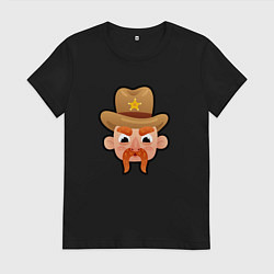 Футболка хлопковая женская Мультяшный шериф, цвет: черный