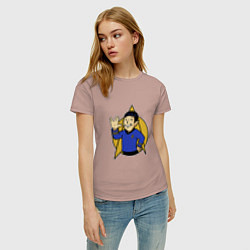 Футболка хлопковая женская Spoke - vault boy, цвет: пыльно-розовый — фото 2