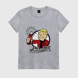 Футболка хлопковая женская Vault boy - nuka cola, цвет: меланж