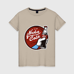 Футболка хлопковая женская Nuka cola sticker, цвет: миндальный