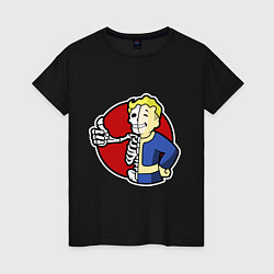 Футболка хлопковая женская Vault boy - skeleton, цвет: черный