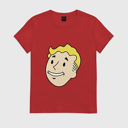 Футболка хлопковая женская Vault boy head, цвет: красный