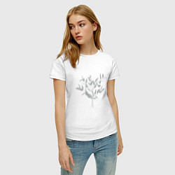 Футболка хлопковая женская Ветви эвкалипта, цвет: белый — фото 2