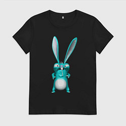 Футболка хлопковая женская Свирепый зайчара, цвет: черный
