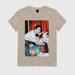 Футболка хлопковая женская Han Circus, цвет: миндальный