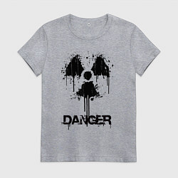 Футболка хлопковая женская Danger radiation symbol, цвет: меланж