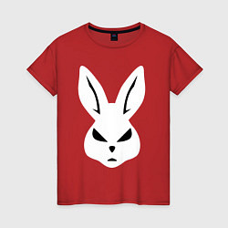 Футболка хлопковая женская Evil bunny head, цвет: красный