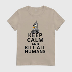 Футболка хлопковая женская Бендер Футурама, цвет: миндальный