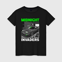 Футболка хлопковая женская Midnight inviders - Toyota Supra, цвет: черный
