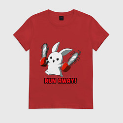 Футболка хлопковая женская Rabbit run away, цвет: красный