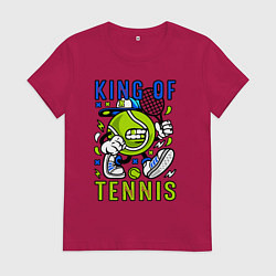 Футболка хлопковая женская Король тенниса мяч с ракеткой, цвет: маджента