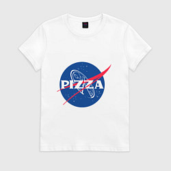 Футболка хлопковая женская Nasa - pizza, цвет: белый