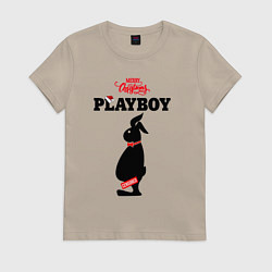 Футболка хлопковая женская Толстяк playboy, цвет: миндальный