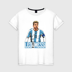 Футболка хлопковая женская Messi la pulga, цвет: белый