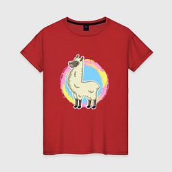 Женская футболка Мультяшная лама альпака