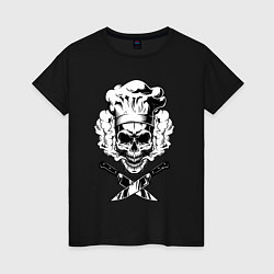 Футболка хлопковая женская The cooks skull, цвет: черный
