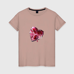 Футболка хлопковая женская Вишневое сердце, цвет: пыльно-розовый