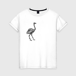 Футболка хлопковая женская Набросок страуса, цвет: белый