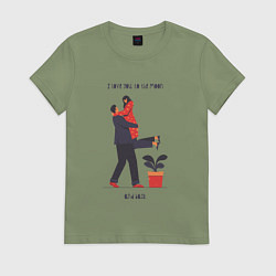 Футболка хлопковая женская To the moon and back baby, цвет: авокадо