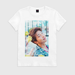 Футболка хлопковая женская Handsome Namjoon, цвет: белый