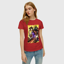 Футболка хлопковая женская Джотаро Куджо - JoJo Bizarre Adventure, цвет: красный — фото 2