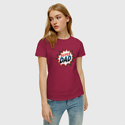 Футболка хлопковая женская Super dad, цвет: маджента — фото 2