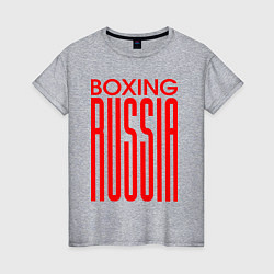 Футболка хлопковая женская Бокс Российская сборная, цвет: меланж