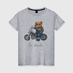 Женская футболка Крутой мотоциклист медведь