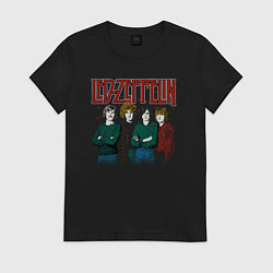 Футболка хлопковая женская Led Zeppelin винтаж, цвет: черный