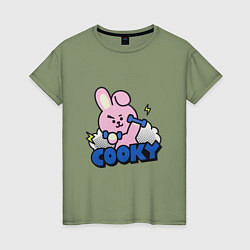 Футболка хлопковая женская Cooky BT21 Jungkook, цвет: авокадо