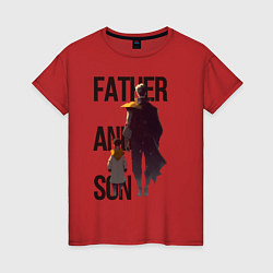 Футболка хлопковая женская Отец и сын, цвет: красный